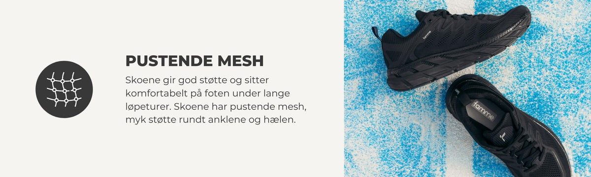 sko med pustende stoff, god støtte rundt ankel